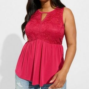Torrid plus lace babydoll tank top, 4XL, pink